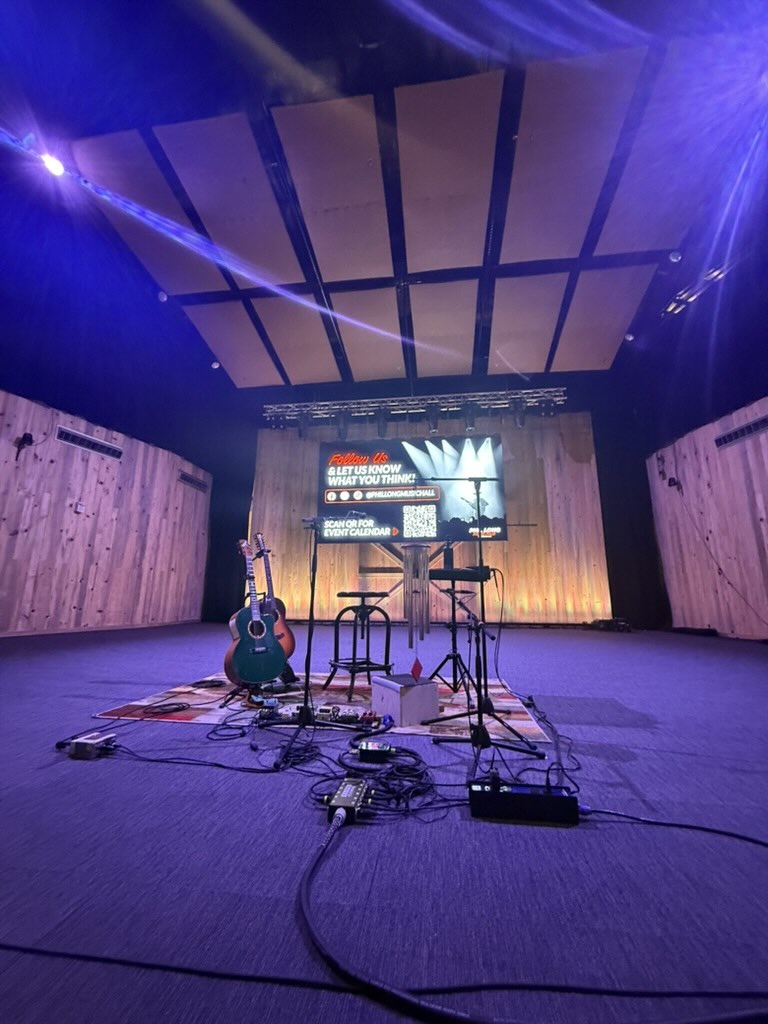 Bruce Cockburns guitars on stage