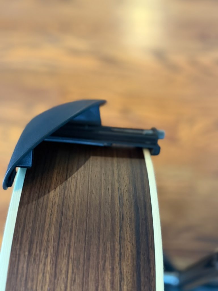 Guitar ergonomics: Side view of the Abel Armrest on the Furch LIttle Jane.